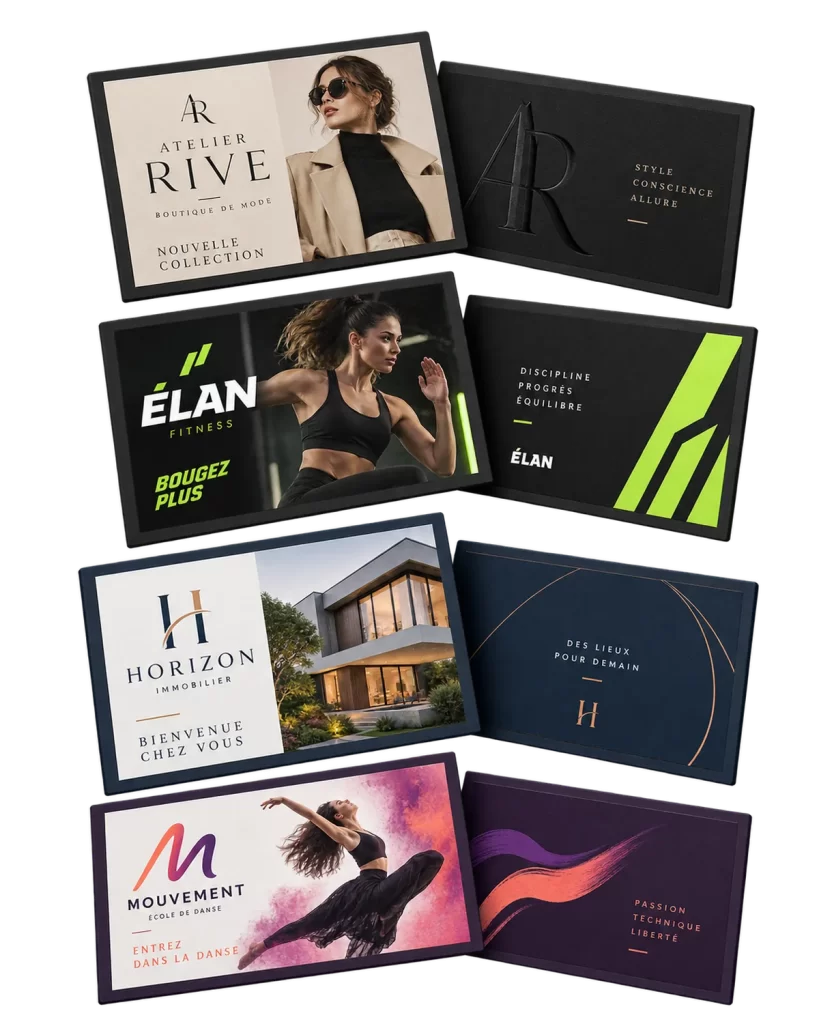 Exemples de réalisations en cartes d'affaires pour des entreprises de Mirabel