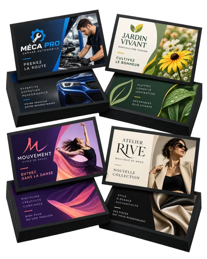 Exemples de réalisations en cartes d'affaires pour des entreprises de Montréal
