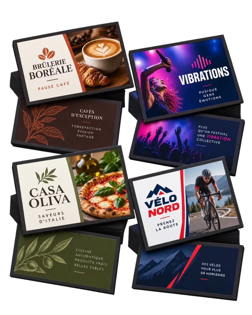 Exemples de réalisations en cartes d'affaires pour des entreprises de Québec