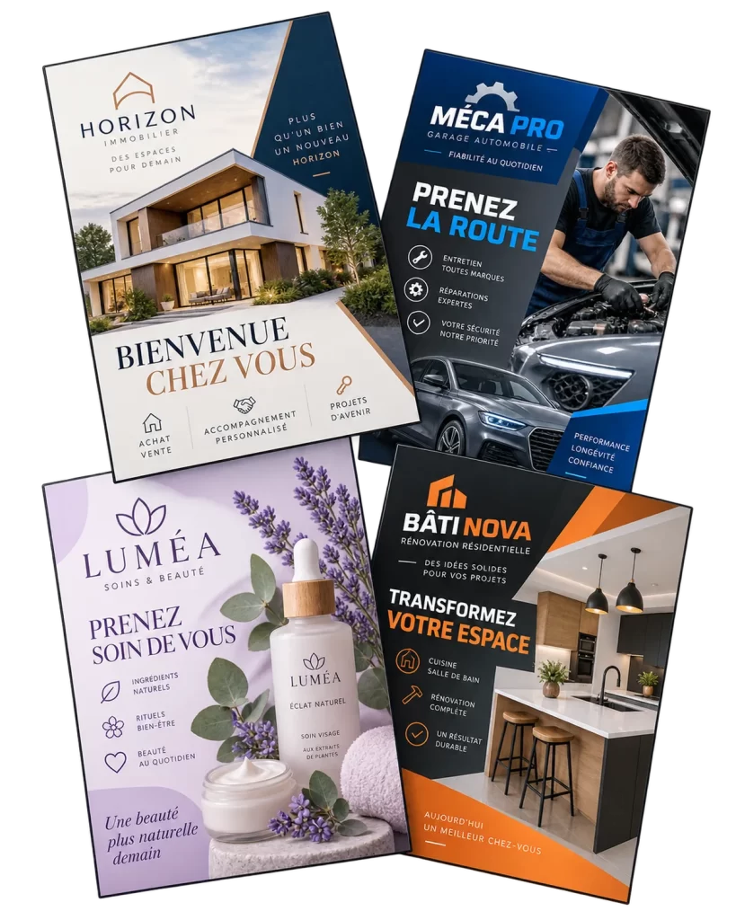 Exemples de réalisations en flyers pour des entreprises de Blainville