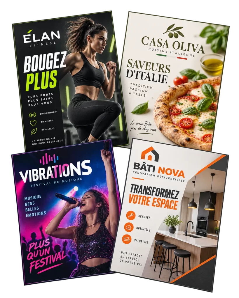 Exemples de réalisations en flyers pour des entreprises de Laval