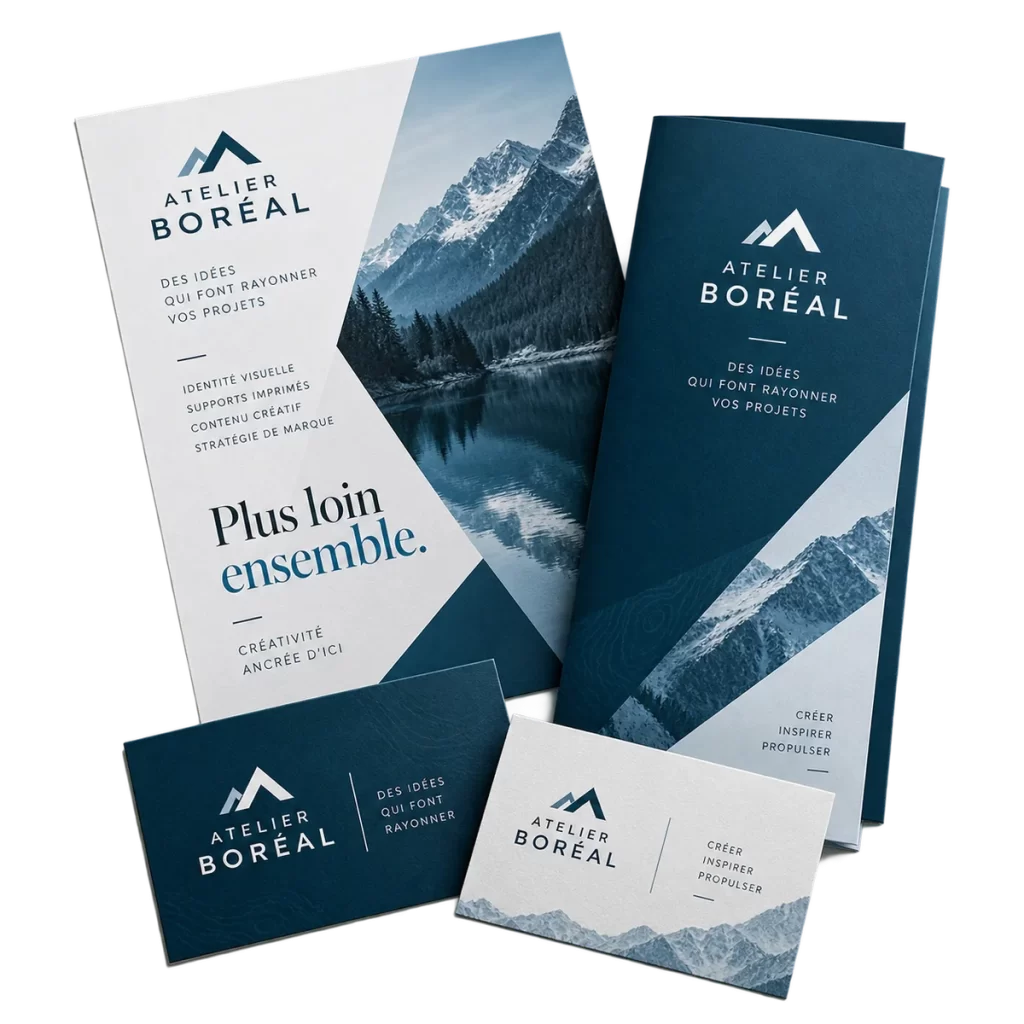 Dépliant, brochure et cartes d’affaires assortis pour une même entreprise