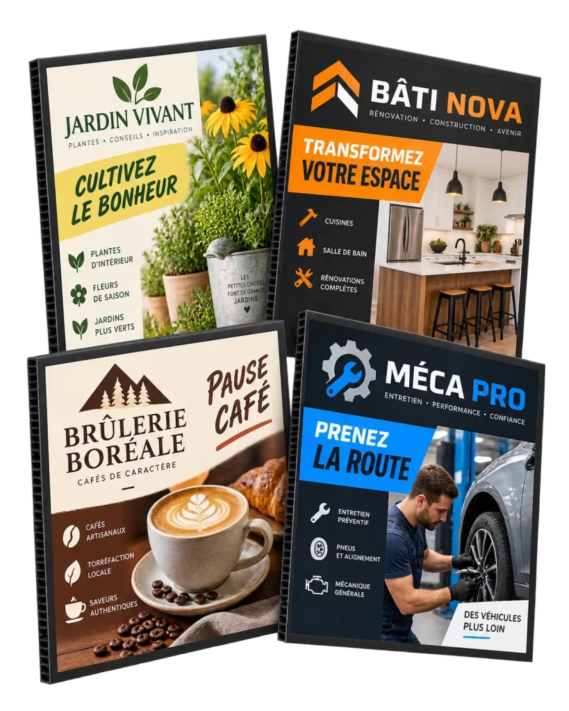 Exemples de réalisations en panneaux coroplast