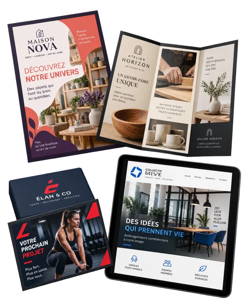 Exemples de supports graphiques pour le secteur commerces et pme